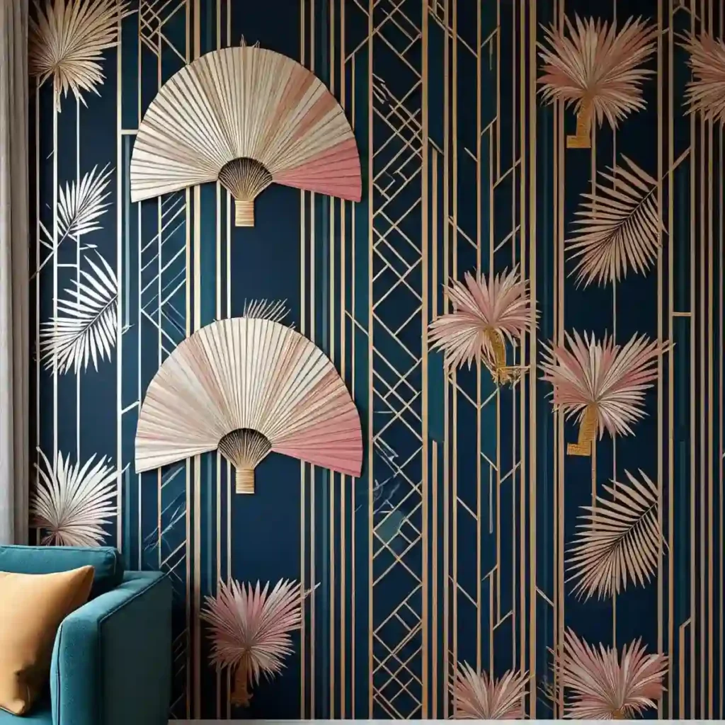 Art Deco Magic: 34 Living Room Ideas to Inspire 25 Glamorous Wallpaper with Metallic Accents or Deco Prints