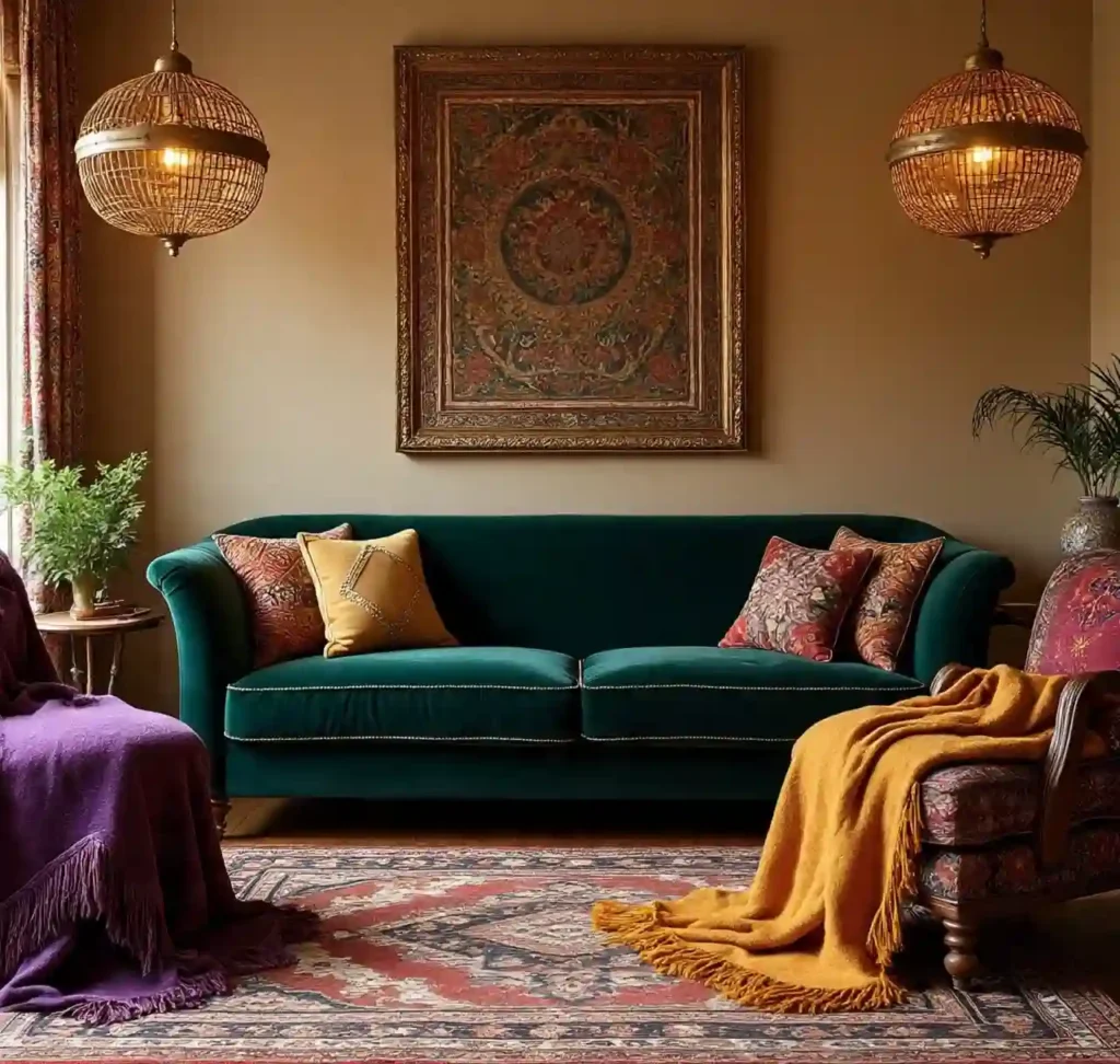 26 Vintage Boho Living Room Ideas For 2025 7 Layered Textiles on Every Surface-vintage boho living room idea