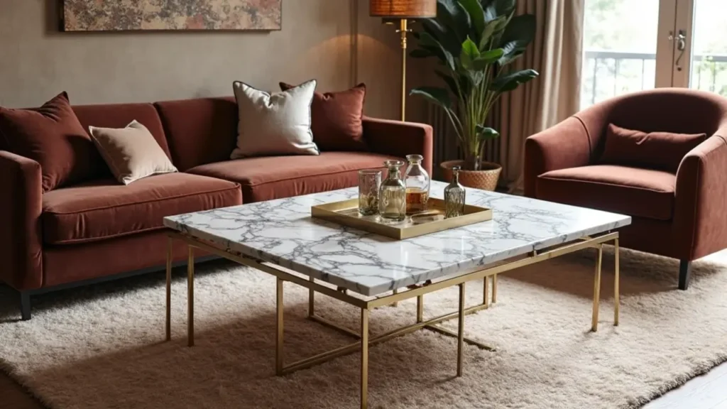 Art Deco Magic: 34 Living Room Ideas to Inspire 5 Living Room Ideas-marble style