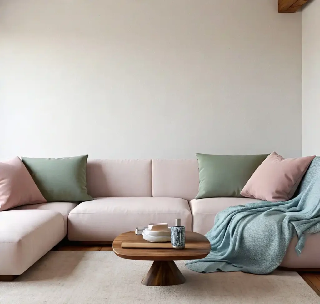 12 Easy Ideas to Infuse Scandi Charm into Living Room Effortlessly 11 Stylish Sofa with cool colors-Scandi Charm into Living Rooms