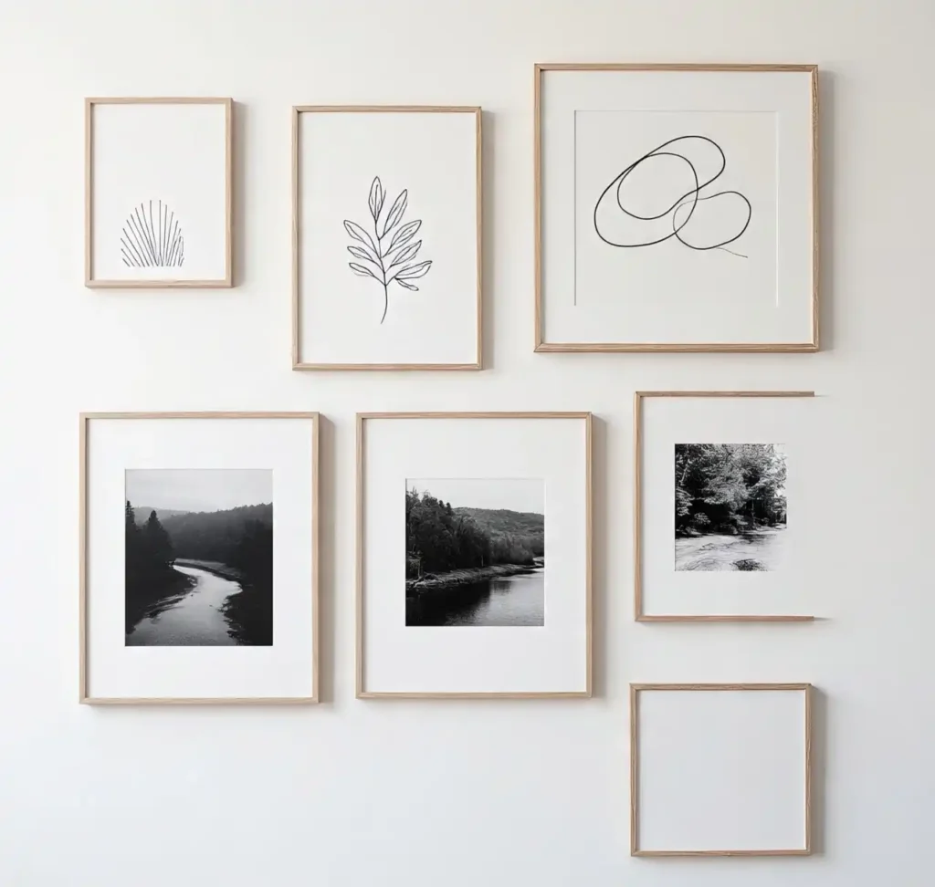12 Easy Ideas to Infuse Scandi Charm into Living Room Effortlessly 10 Stylish wall frames-Scandi Charm into Living Rooms