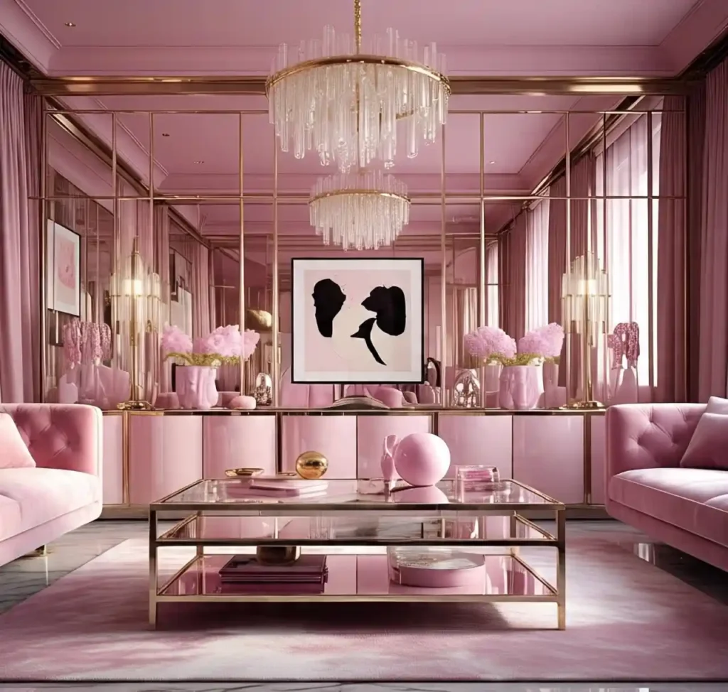 Tea Pink Maximalist Living Room Ideas: Soft Drama with Bold Personality 6 Tea Pink Maximalist Living Room Idea