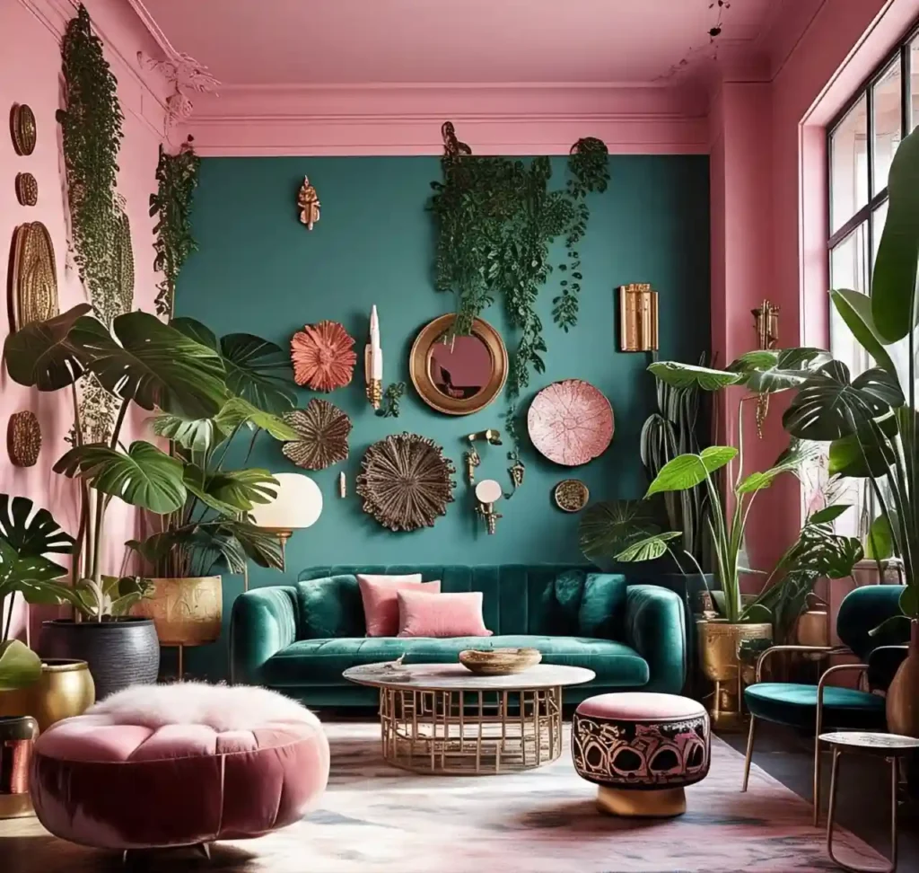 Tea Pink Maximalist Living Room Ideas: Soft Drama with Bold Personality 9 Tea Pink Maximalist Living Room Ideas
