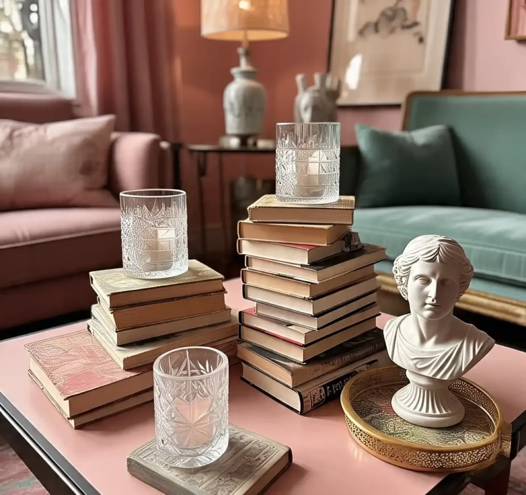 Tea Pink Maximalist Living Room Ideas: Soft Drama with Bold Personality 10 Tea Pink Maximalist Living Room Idea 9