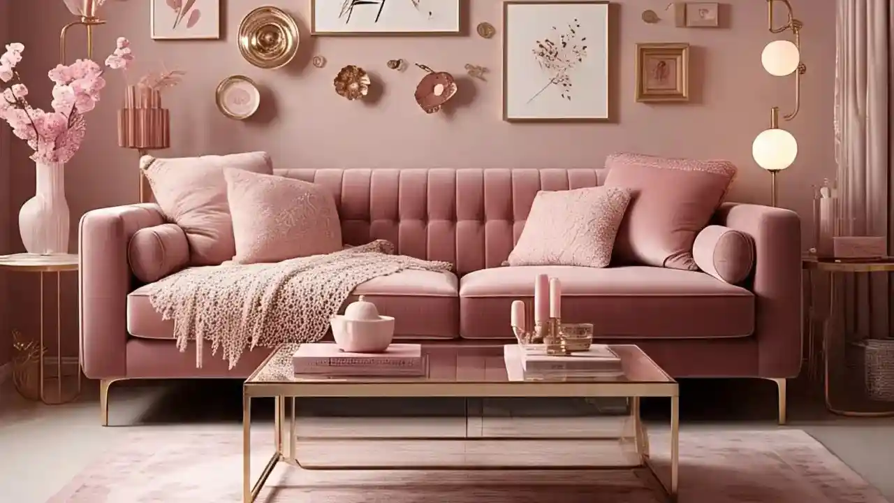 Tea Pink Maximalist Living Room Ideas: Soft Drama with Bold Personality 1 Tea Pink Maximalist Living Room Ideas