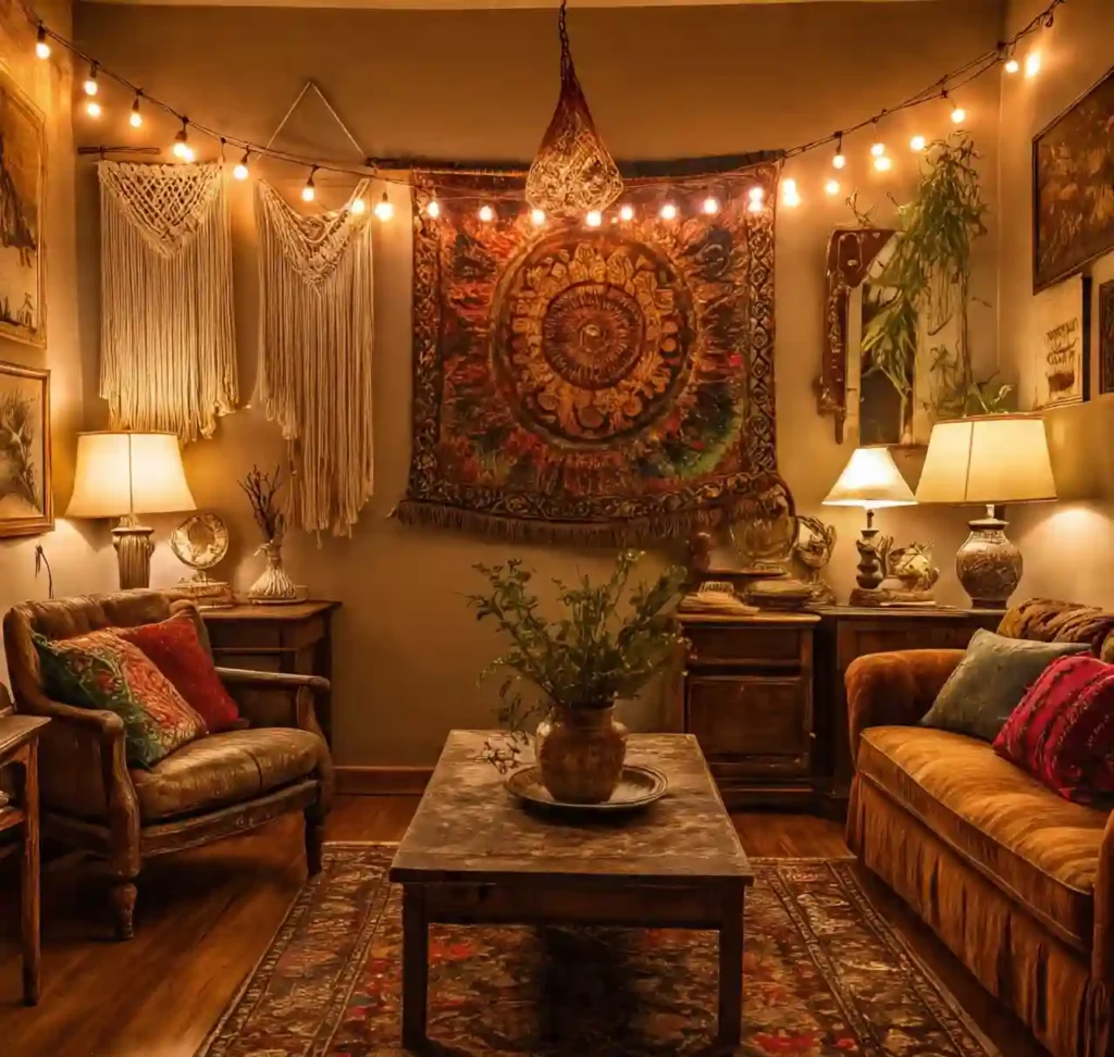 26 Vintage Boho Living Room Ideas For 2025 17 Upcycled and Mismatched Furniture-vintage boho living room idea