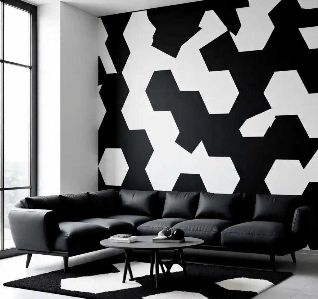 20 Living Room Wallpaper Trends to Instantly Elevate Your Space in 2025 7 WallPaper trend in Geometric Patterns for a Bold, Modern Vibe