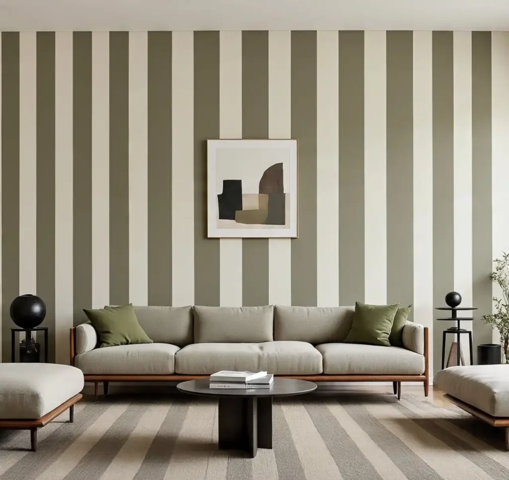 20 Living Room Wallpaper Trends to Instantly Elevate Your Space in 2025 15 Wallpaper-Classic Stripes Get a Modern Update