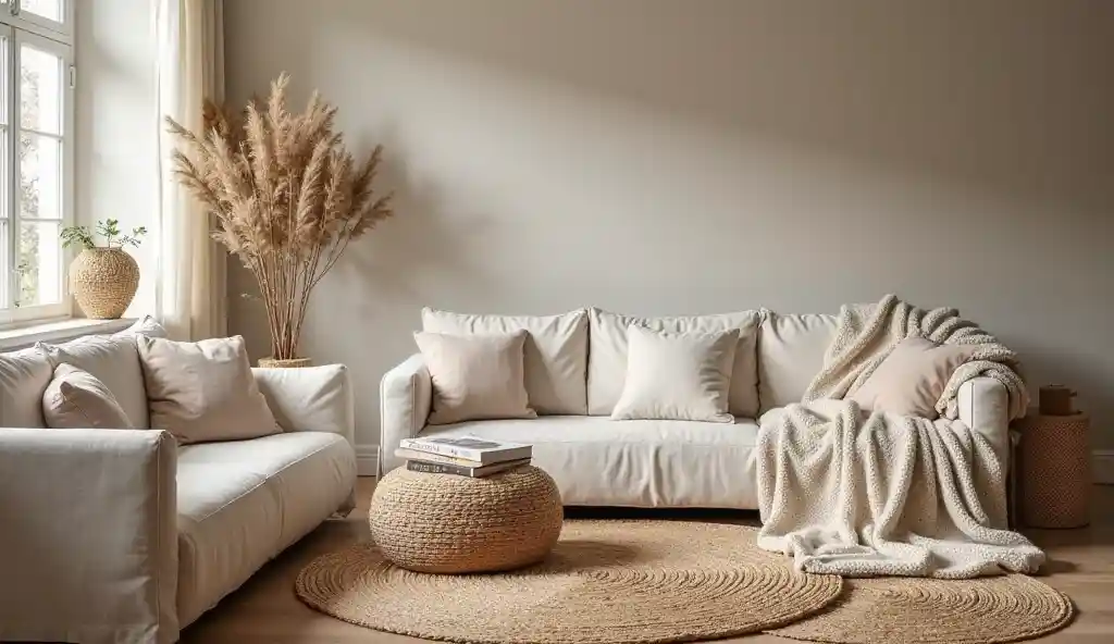 Bringing the Outdoors In: Living Room Nature Decor Ideas to Create a Beautiful Space 7 bringing-outdoor-in-Use Raw Textures Like Linen, Wool, and Jute for Soft Contrast