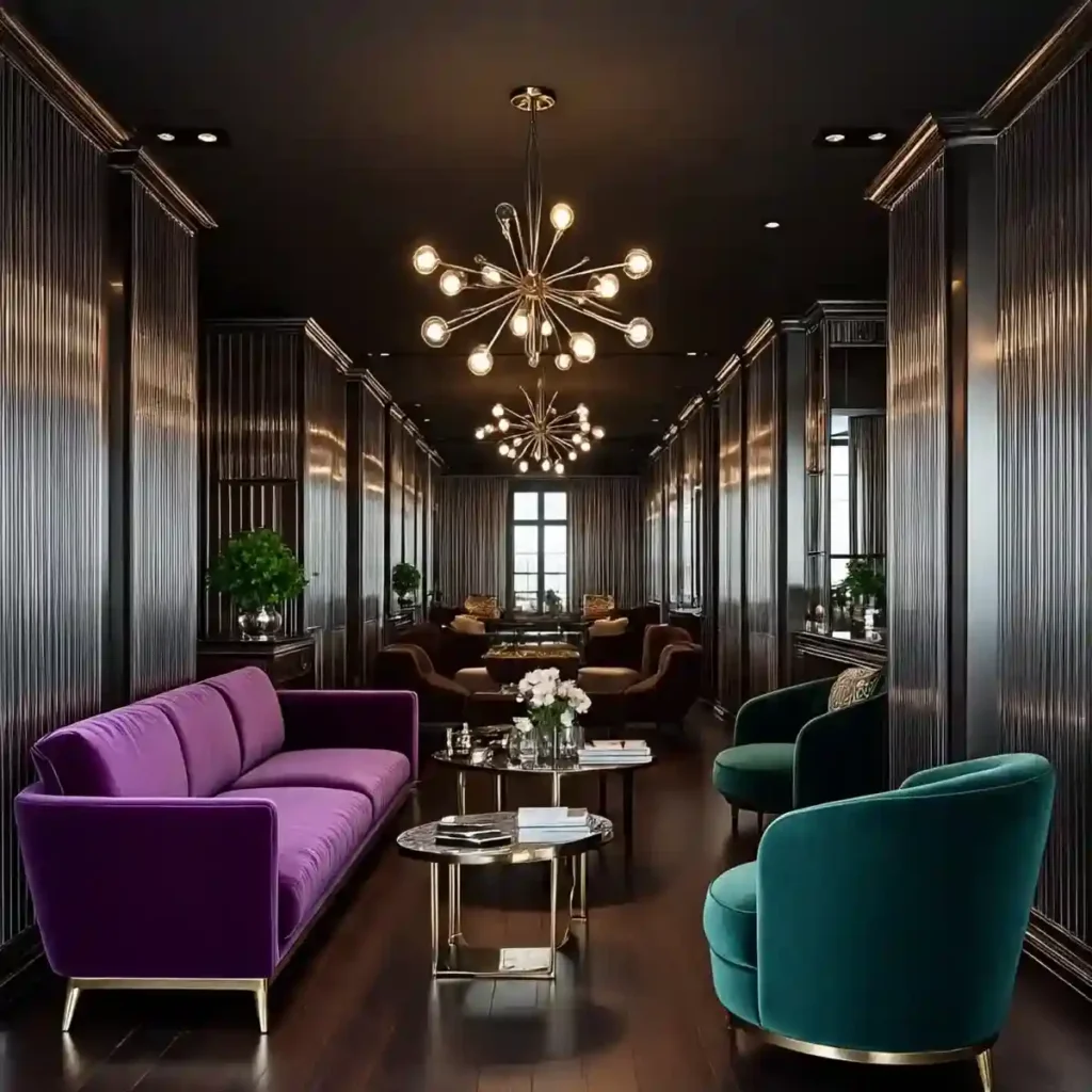 Art Deco Magic: 34 Living Room Ideas to Inspire 23 interior-design-idea-in-Chrome-and-Nickel Finishes-That-Offer-Sleek-Alternatives-to-Gold