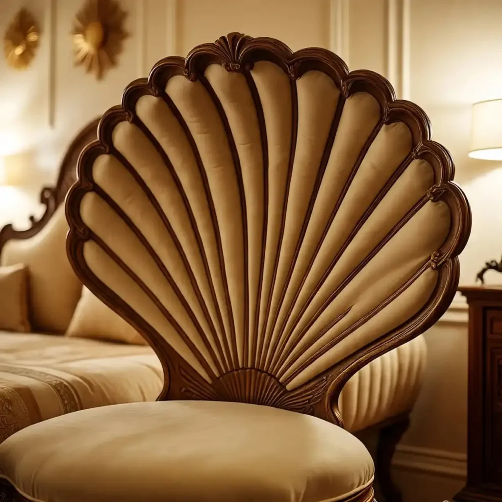 Art Deco Magic: 34 Living Room Ideas to Inspire 26 living-room-idea-of-Fan-Shaped-Furniture-Inspired-by-Shell-and-Sunburst-Motifs