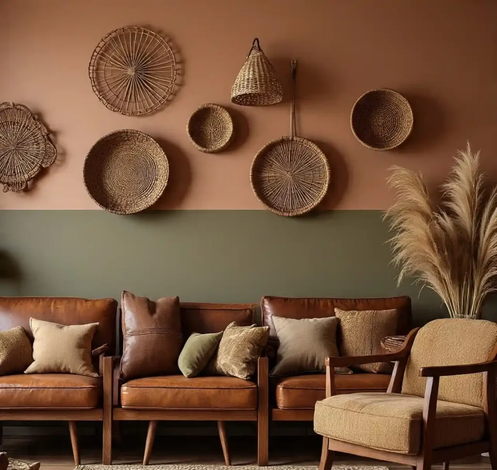 20 Living Room Wallpaper Trends to Instantly Elevate Your Space in 2025 18 wallpaper-Earthy Tones Like Terracotta, Olive, and Clay Add Warmth