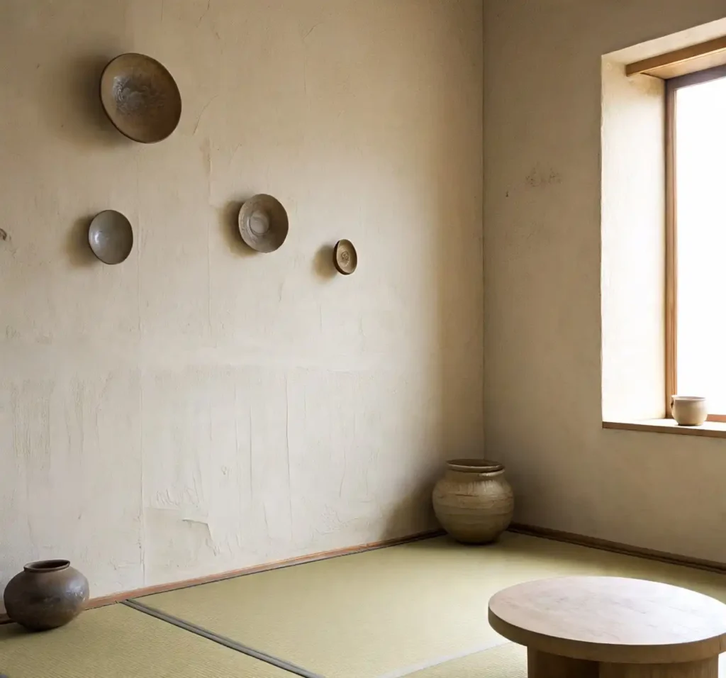 20 Living Room Wallpaper Trends to Instantly Elevate Your Space in 2025 21 wallpaper-Wabi-Sabi and Textured Neutrals for Quiet, Lived-In Beauty