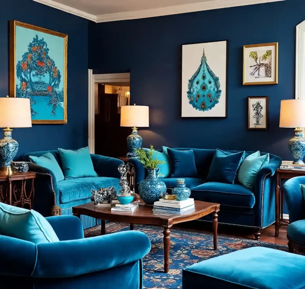 Blue Maximalist Living Room Ideas: Vibrant, Layered Spaces Full of Personality 2 1-Blue Maximalist Living Room Ideas