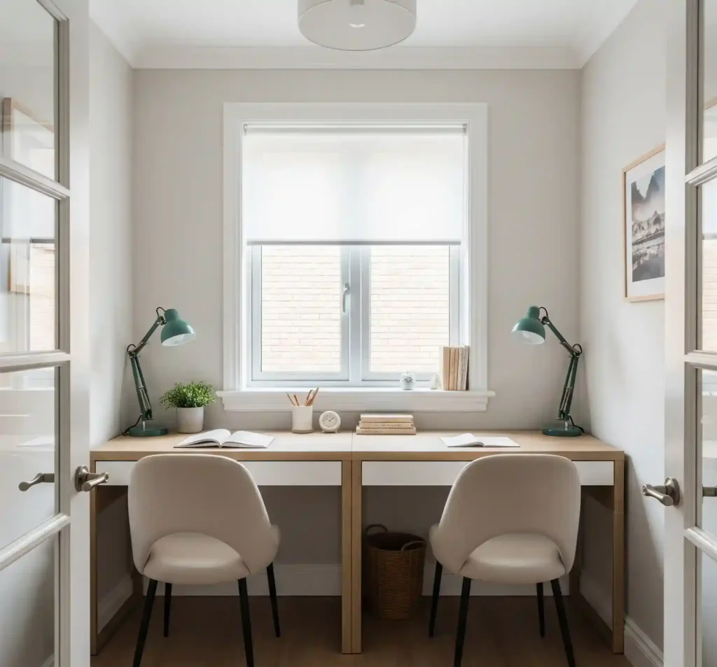 20 Space-Saving Double Desk Ideas for Small Home Offices 2 1-Double Desk Ideas for Small Home Offices