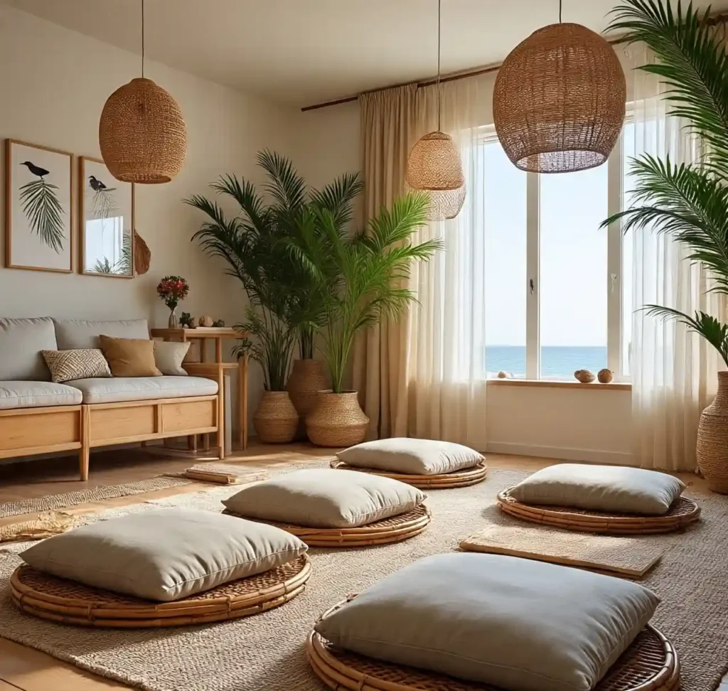 22 Boho Floor Pillow Ideas for a Comfy, Chic, and Relaxed Living Room Style 11 10-Boho Floor Pillow Idea