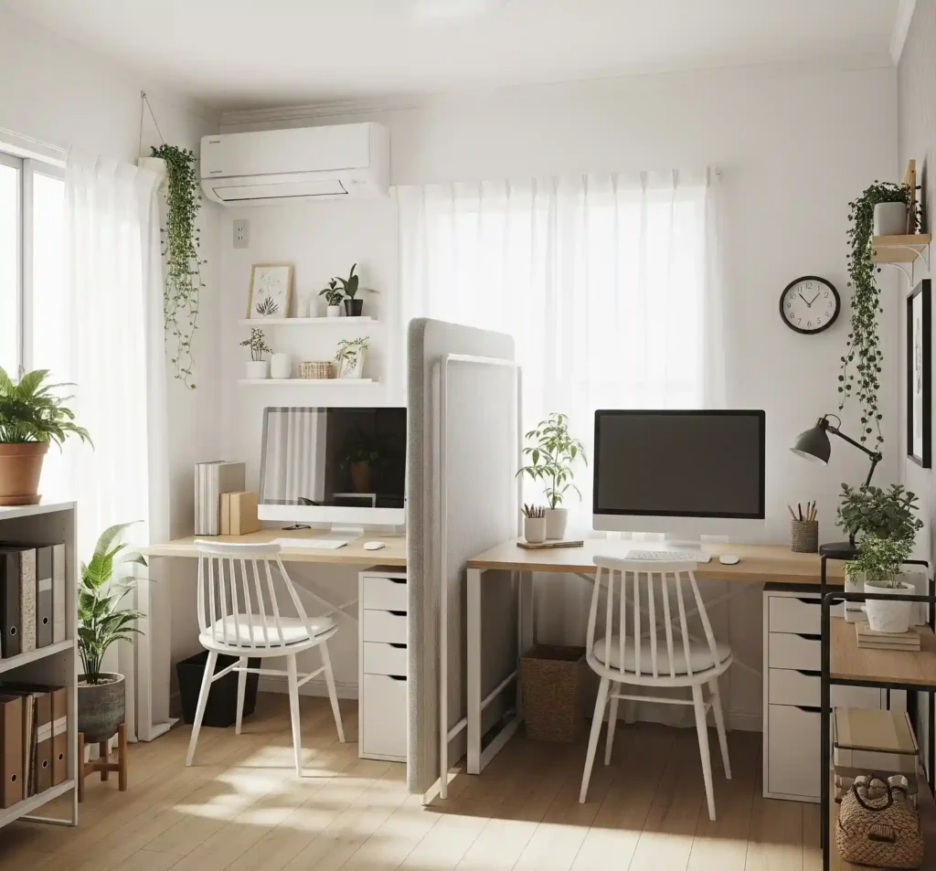 20 Space-Saving Double Desk Ideas for Small Home Offices 11 10 Double Desk Ideas for Small Home Office