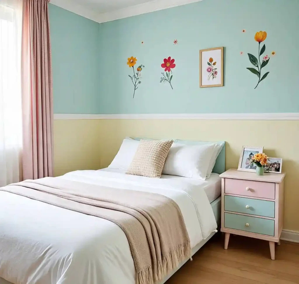 20 Two-Tone Wall Ideas for Small Bedrooms: Stylish Color Combos That Maximize Space 11 10-Two-Tone Wall Idea for Small Bedrooms