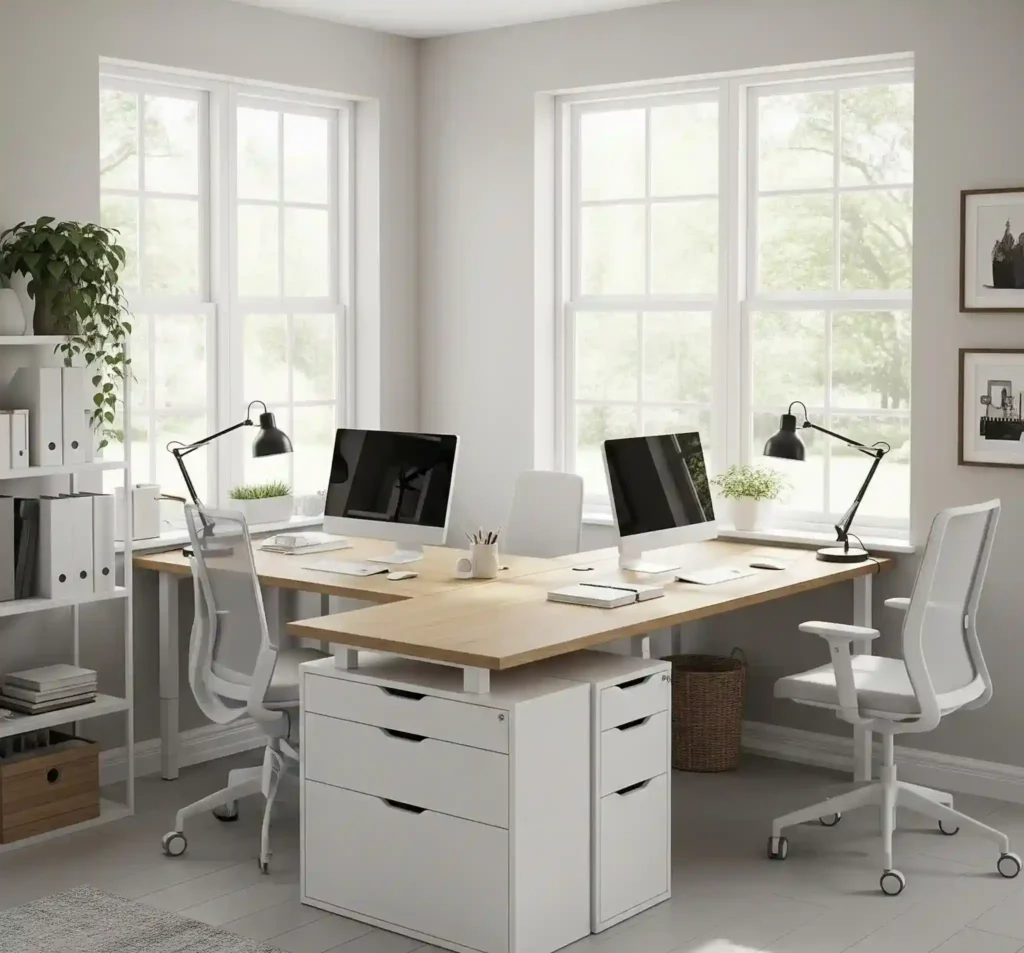20 Space-Saving Double Desk Ideas for Small Home Offices 13 12-Double Desk Ideas for Small Home Office