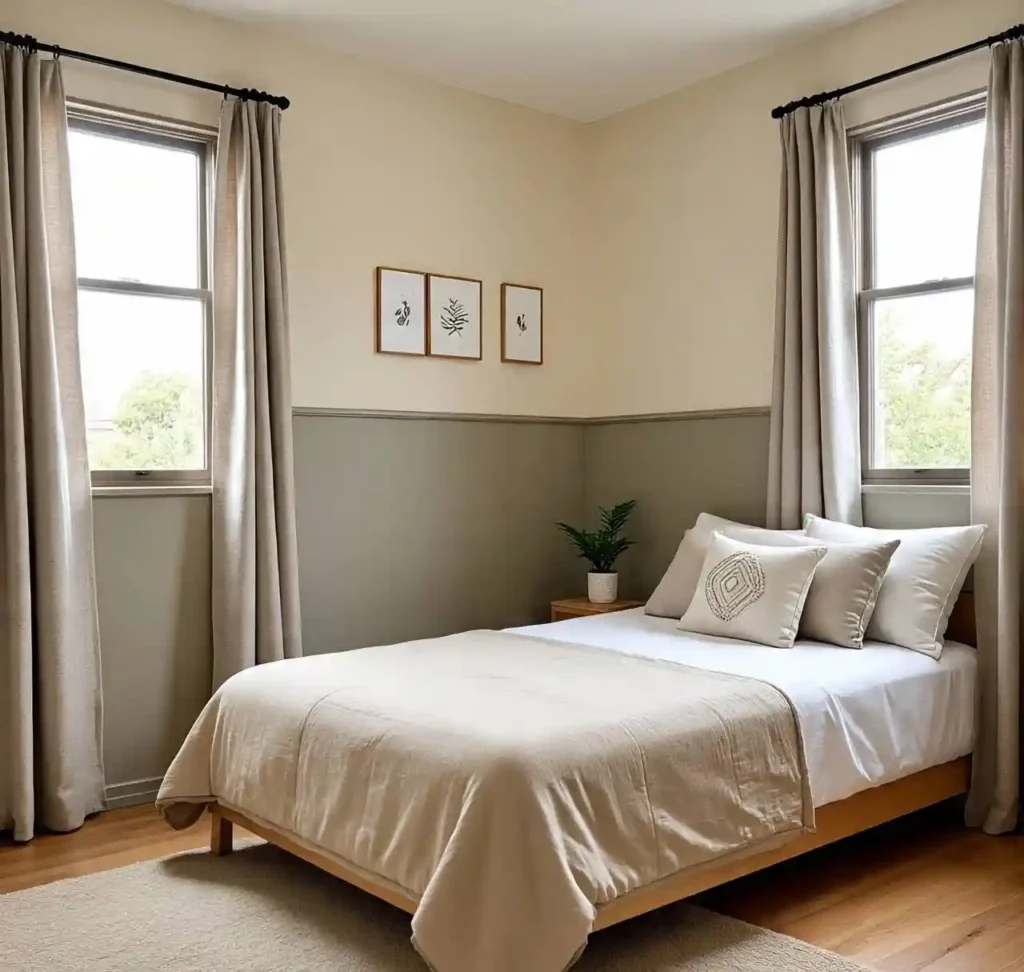 20 Two-Tone Wall Ideas for Small Bedrooms: Stylish Color Combos That Maximize Space 13 12-Two-Tone Wall Idea for Small Bedrooms