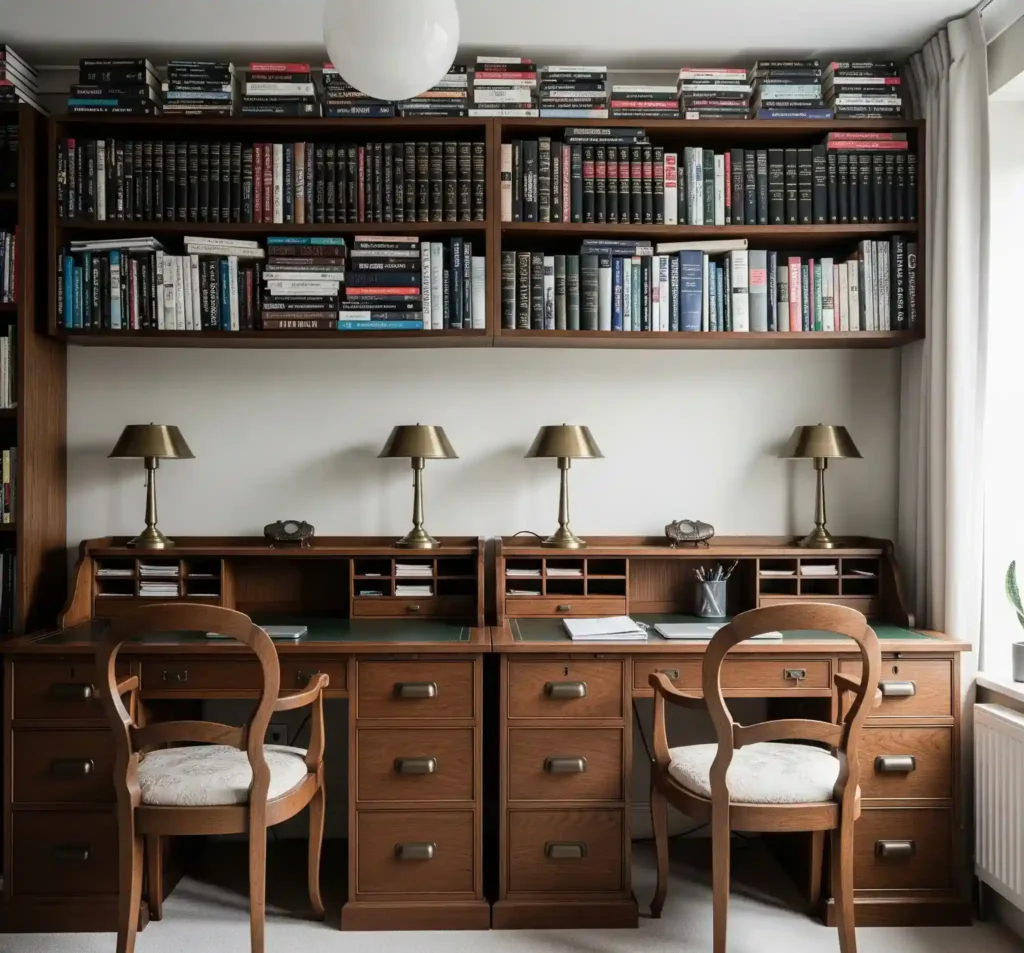 20 Space-Saving Double Desk Ideas for Small Home Offices 15 14 Double Desk Ideas for Small Home Office