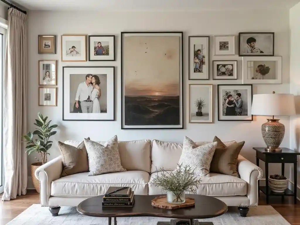 20 Living Room Gallery Wall Design Ideas – Create Stylish Walls 15 14-Living Room Gallery Wall Design Idea