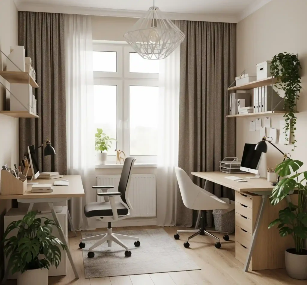 20 Space-Saving Double Desk Ideas for Small Home Offices 16 15-Double Desk Ideas for Small Home Office
