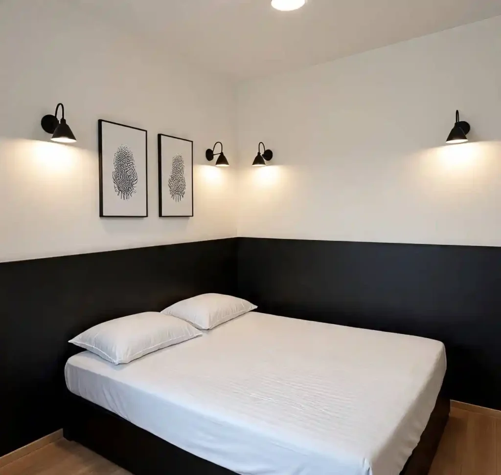 20 Two-Tone Wall Ideas for Small Bedrooms: Stylish Color Combos That Maximize Space 16 15-Two-Tone Wall Idea for Small Bedrooms