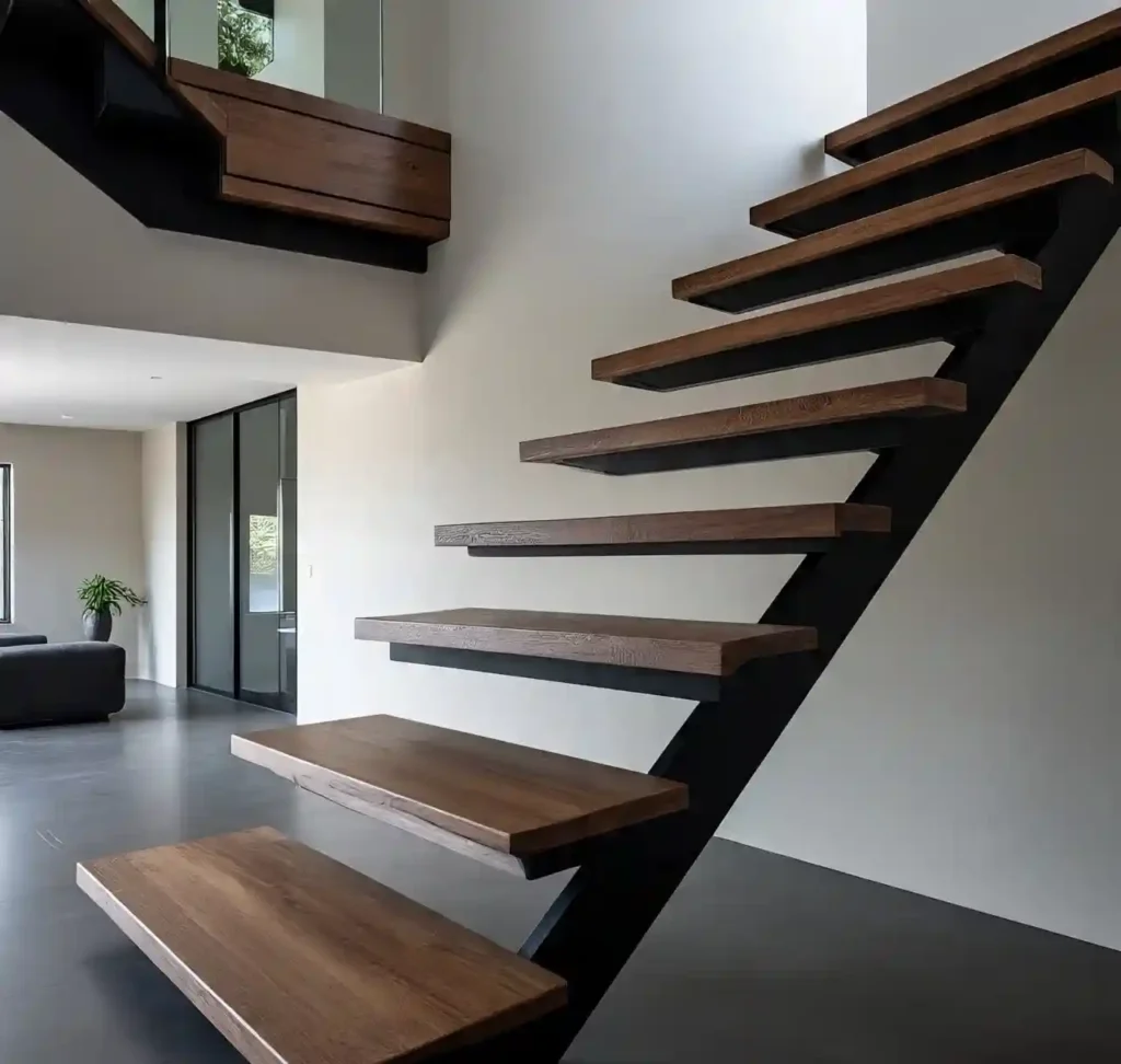 20 Stunning Wooden Floating Staircase Designs to Elevate Your Interior 16 15 Wooden Floating Staircase Design