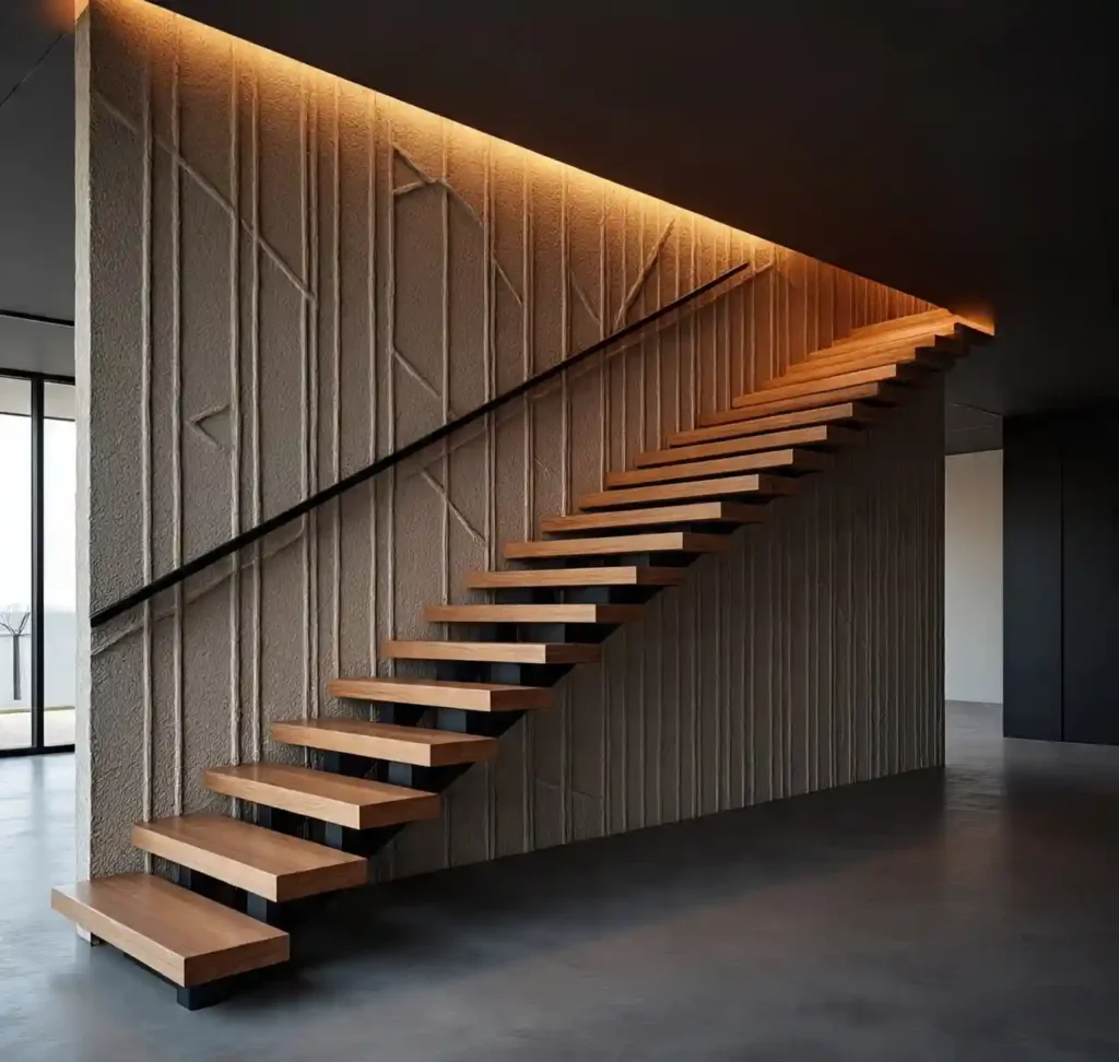 20 Stunning Wooden Floating Staircase Designs to Elevate Your Interior 17 16 Wooden Floating Staircase Design