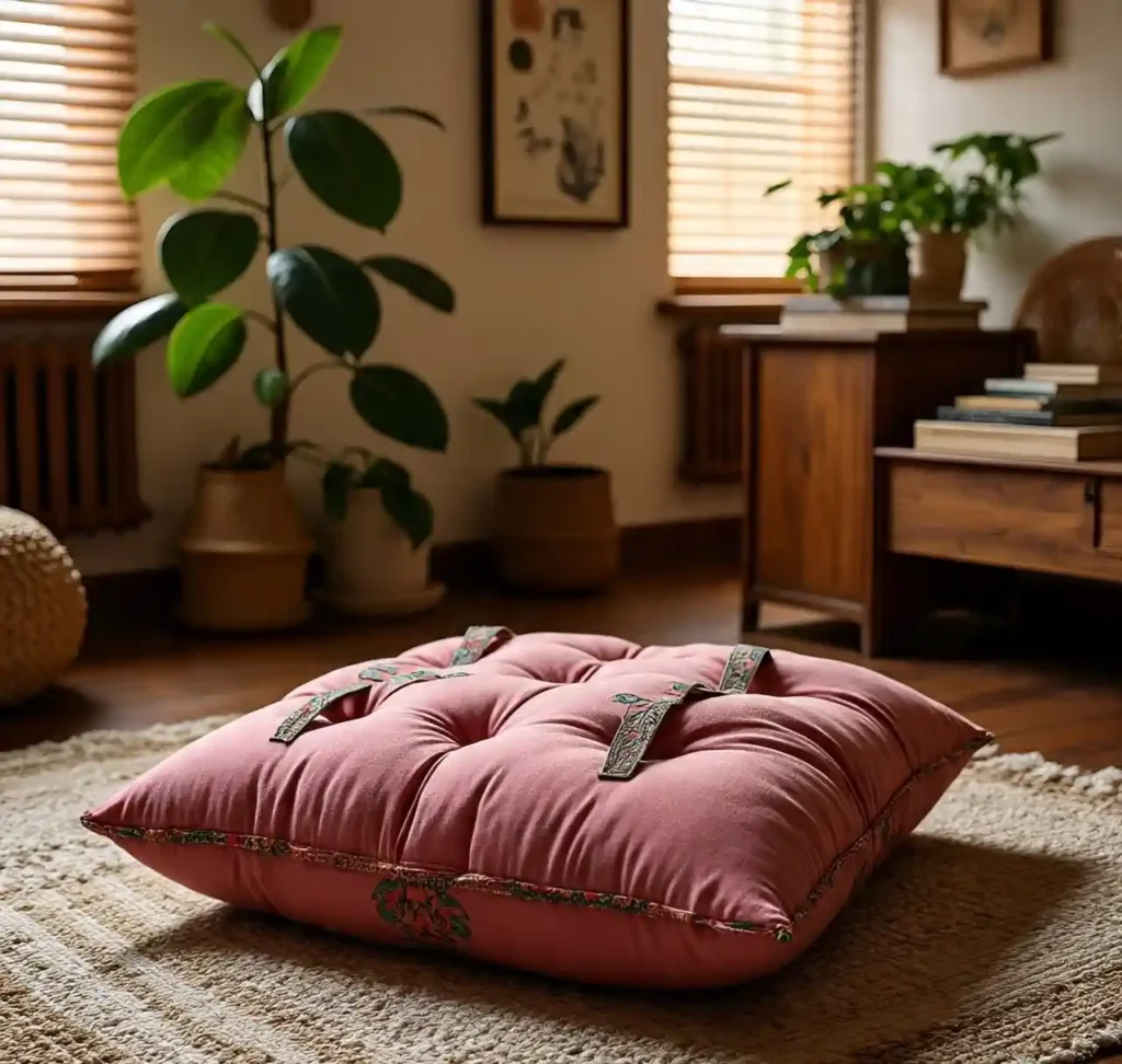 22 Boho Floor Pillow Ideas for a Comfy, Chic, and Relaxed Living Room Style 18 17-Boho Floor Pillow Idea