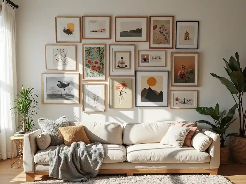 20 Living Room Gallery Wall Design Ideas – Create Stylish Walls 18 17-Living Room Gallery Wall Design Idea