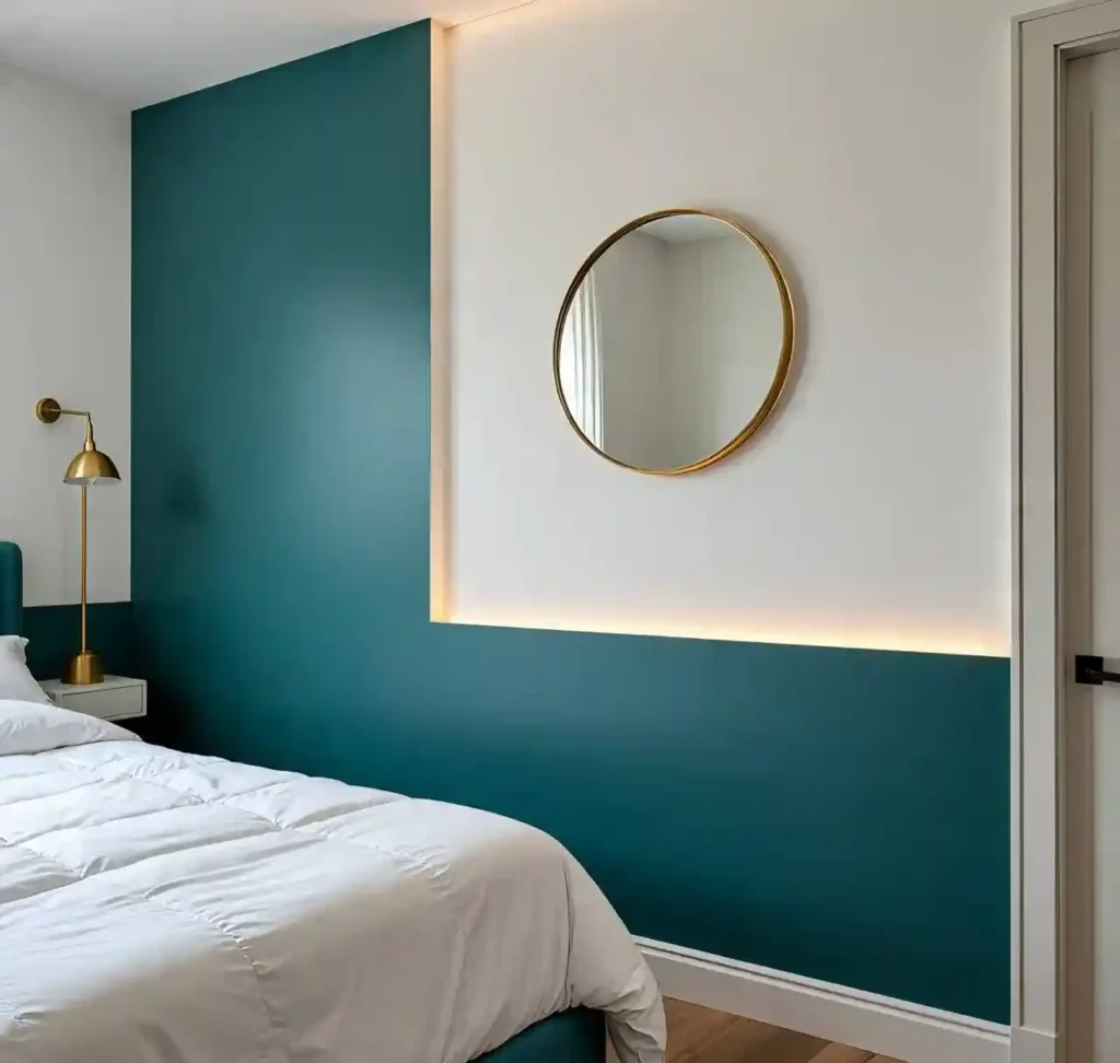 20 Two-Tone Wall Ideas for Small Bedrooms: Stylish Color Combos That Maximize Space 18 17-Two-Tone Wall Idea for Small Bedrooms