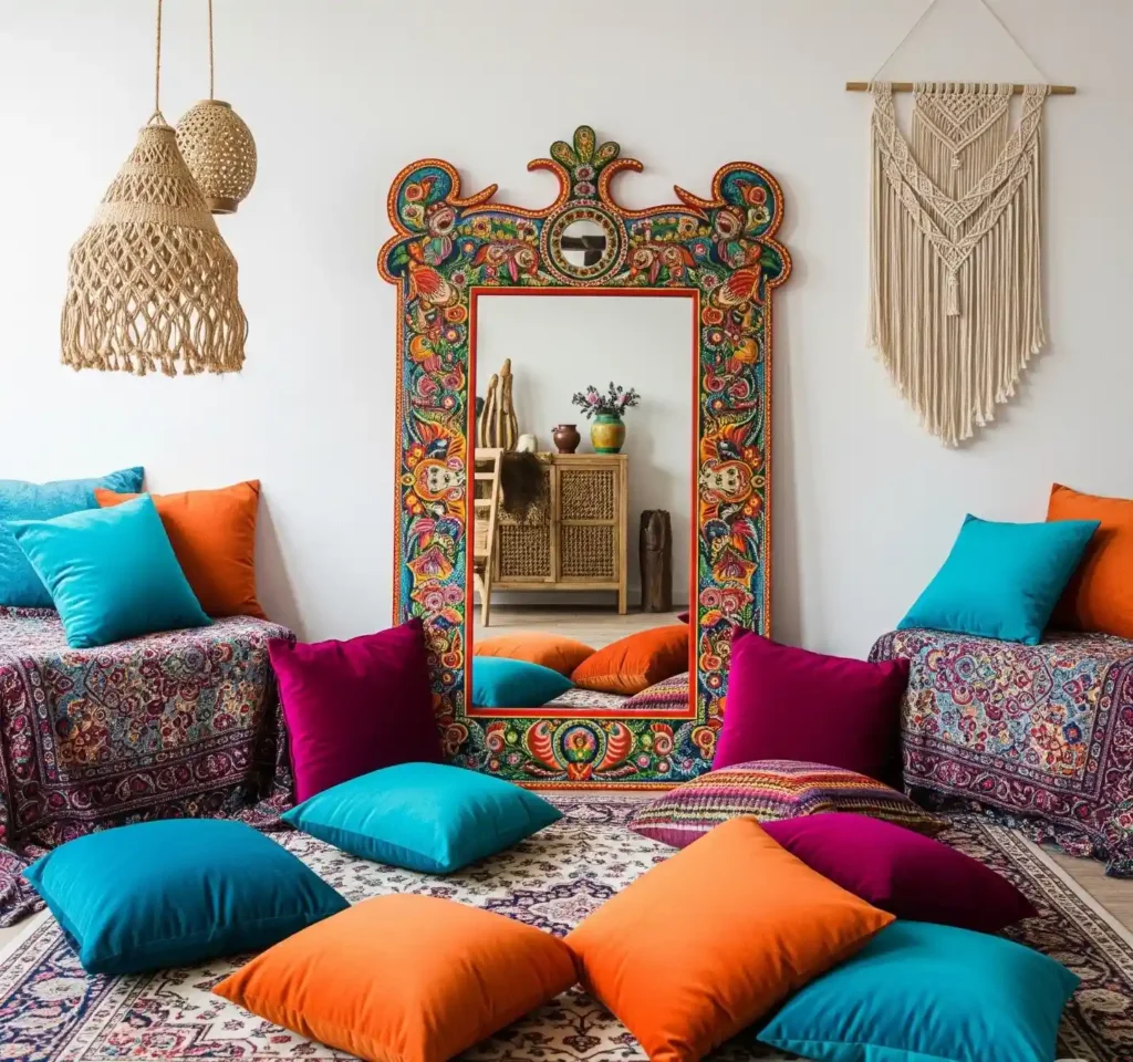 27 Artistic Boho Mirror Ideas to Instantly Elevate Your Interior Style 19 18 Boho Mirror Idea