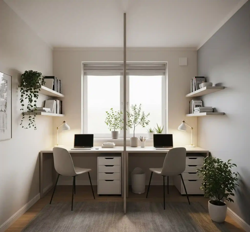20 Space-Saving Double Desk Ideas for Small Home Offices 3 2-Double Desk Ideas for Small Home Offices
