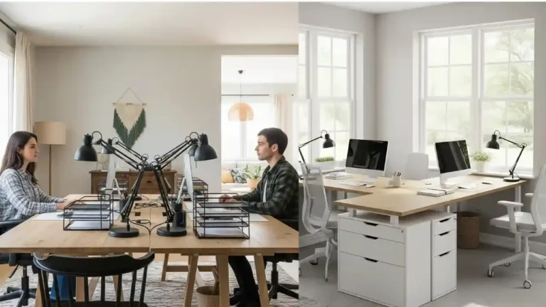 20 Space-Saving Double Desk Ideas for Small Home Offices 27 20 Space-Saving Double Desk Ideas for Small Home Offices