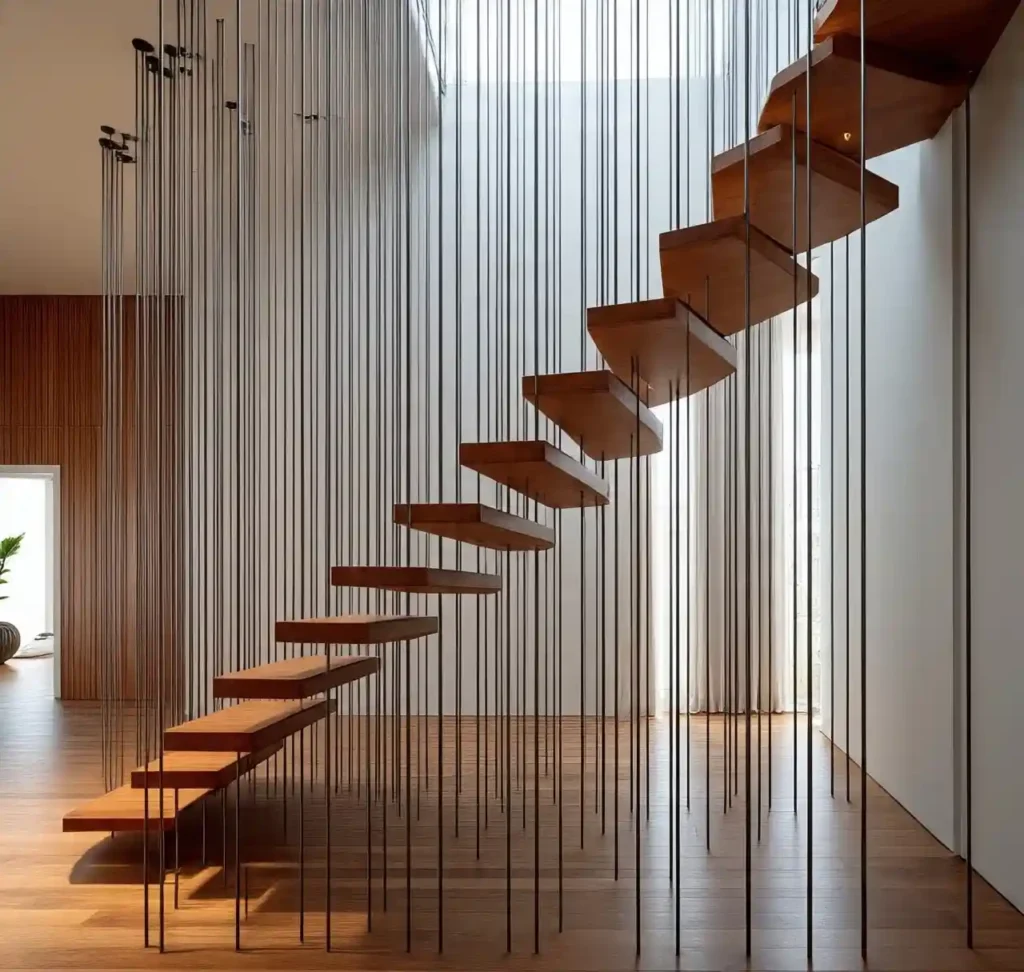 20 Stunning Wooden Floating Staircase Designs to Elevate Your Interior 21 20-Wooden Floating Staircase Designs
