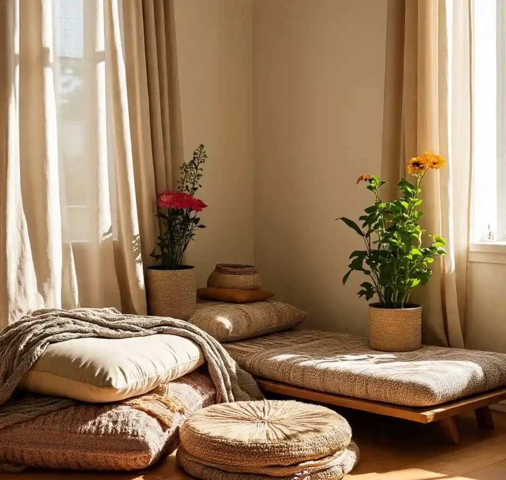 22 Boho Floor Pillow Ideas for a Comfy, Chic, and Relaxed Living Room Style 22 21-Boho Floor Pillow Idea