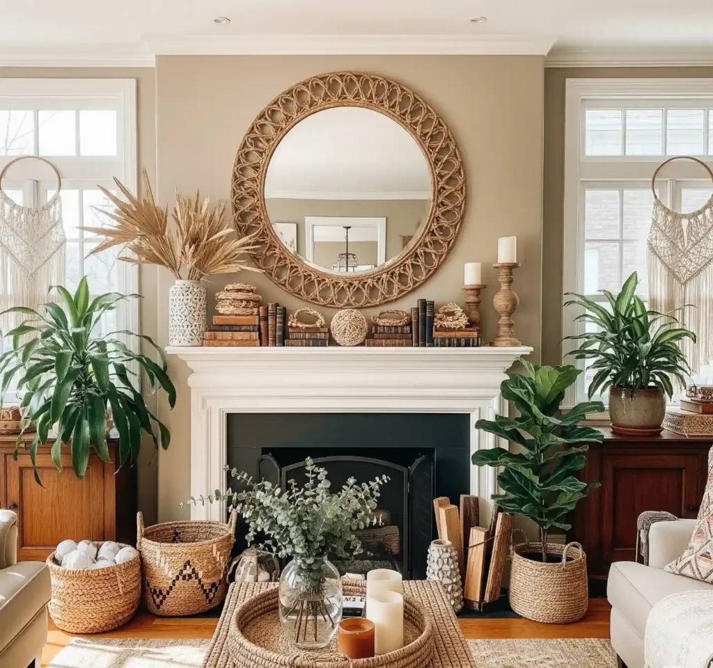27 Artistic Boho Mirror Ideas to Instantly Elevate Your Interior Style 22 21 Boho Mirror Idea