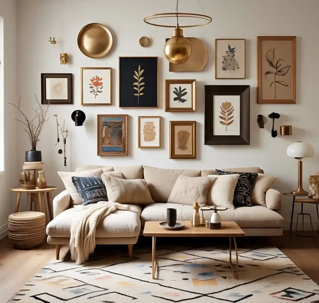 20 Living Room Gallery Wall Design Ideas – Create Stylish Walls 4 3-Living Room Gallery Wall Design Idea