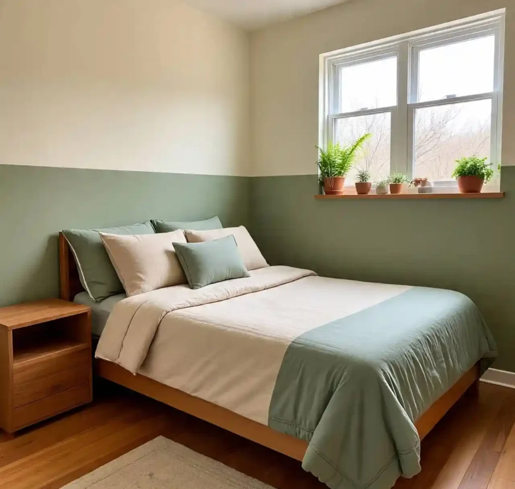 20 Two-Tone Wall Ideas for Small Bedrooms: Stylish Color Combos That Maximize Space 4 3-Two-Tone Wall Idea for Small Bedrooms