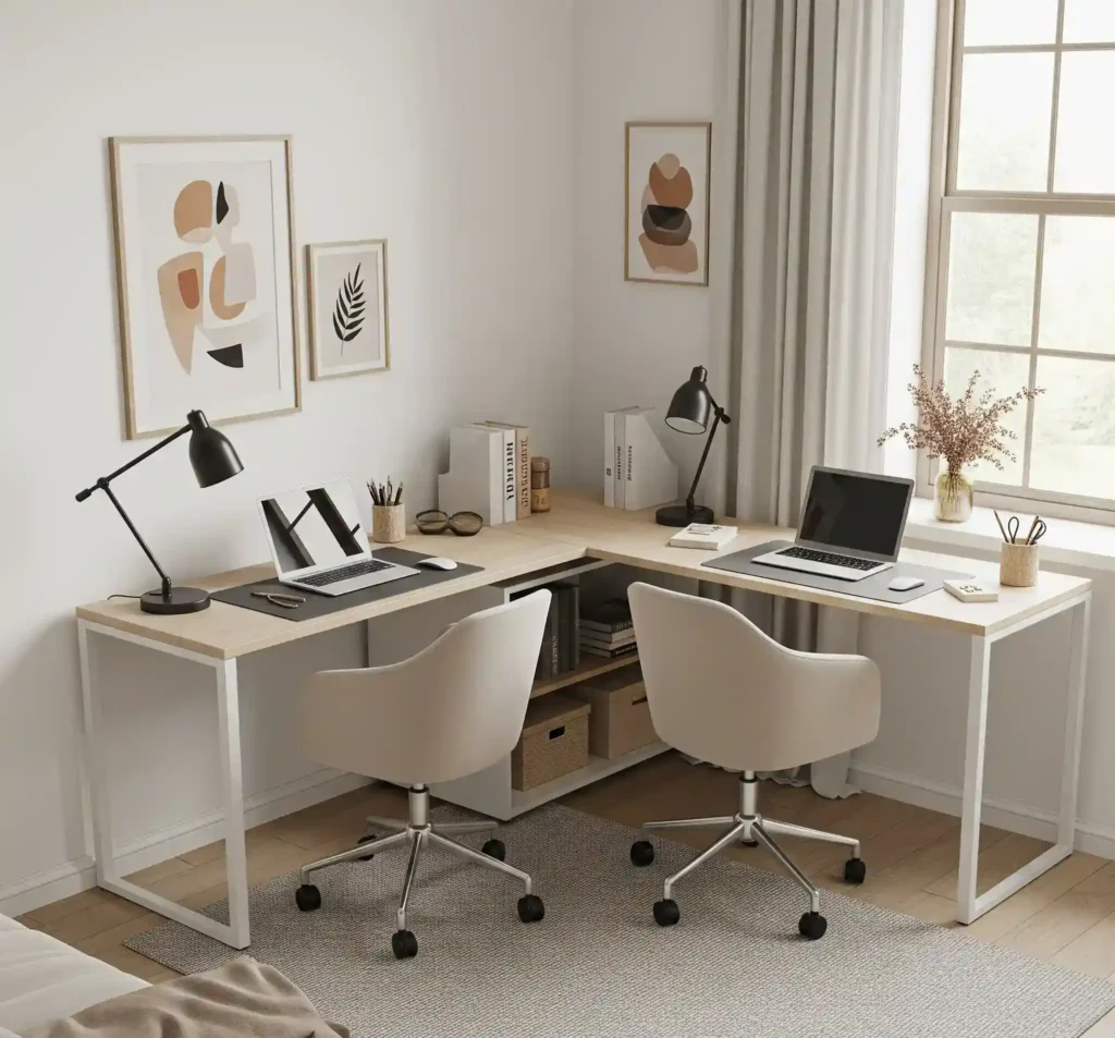 20 Space-Saving Double Desk Ideas for Small Home Offices 5 4-Double Desk Ideas for Small Home Office