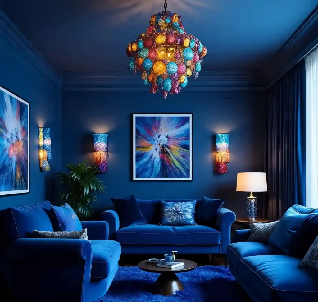 Blue Maximalist Living Room Ideas: Vibrant, Layered Spaces Full of Personality 6 5-Blue Maximalist Living Room Idea