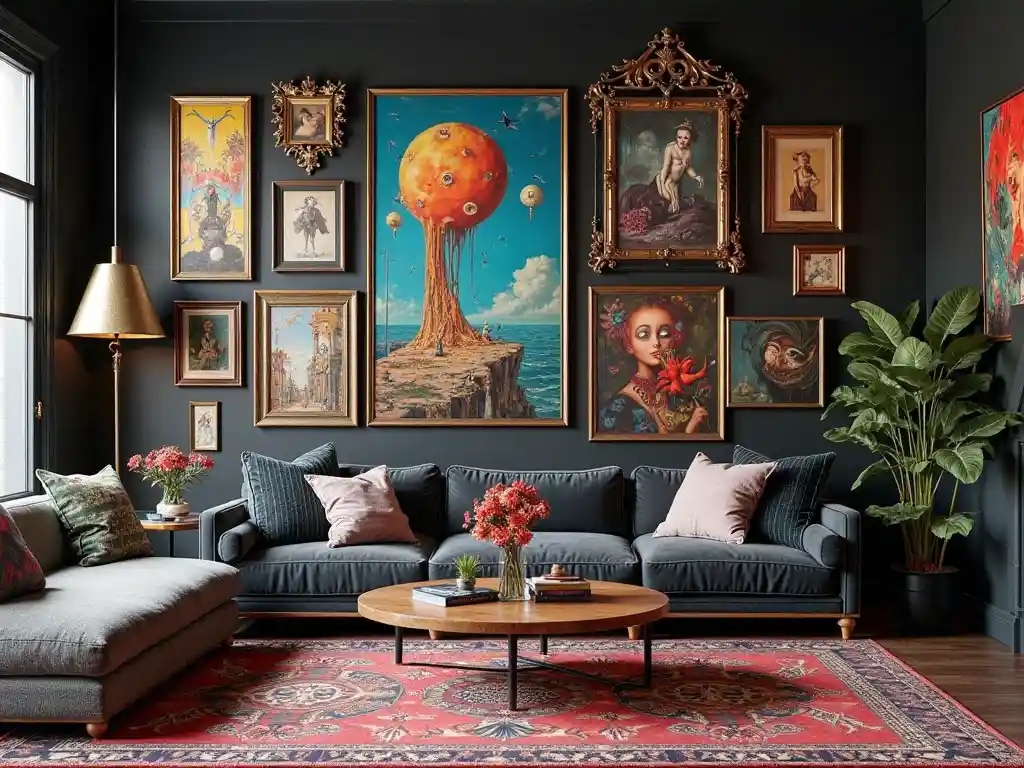 10 Black Maximalist Living Room Ideas: Bold Spaces With Dramatic Impact 7 6-Black Maximalist Living Room Idea