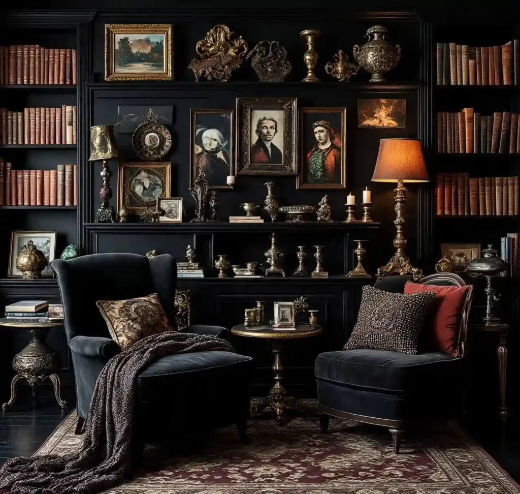 10 Black Maximalist Living Room Ideas: Bold Spaces With Dramatic Impact 9 8-Black Maximalist Living Room Ideas