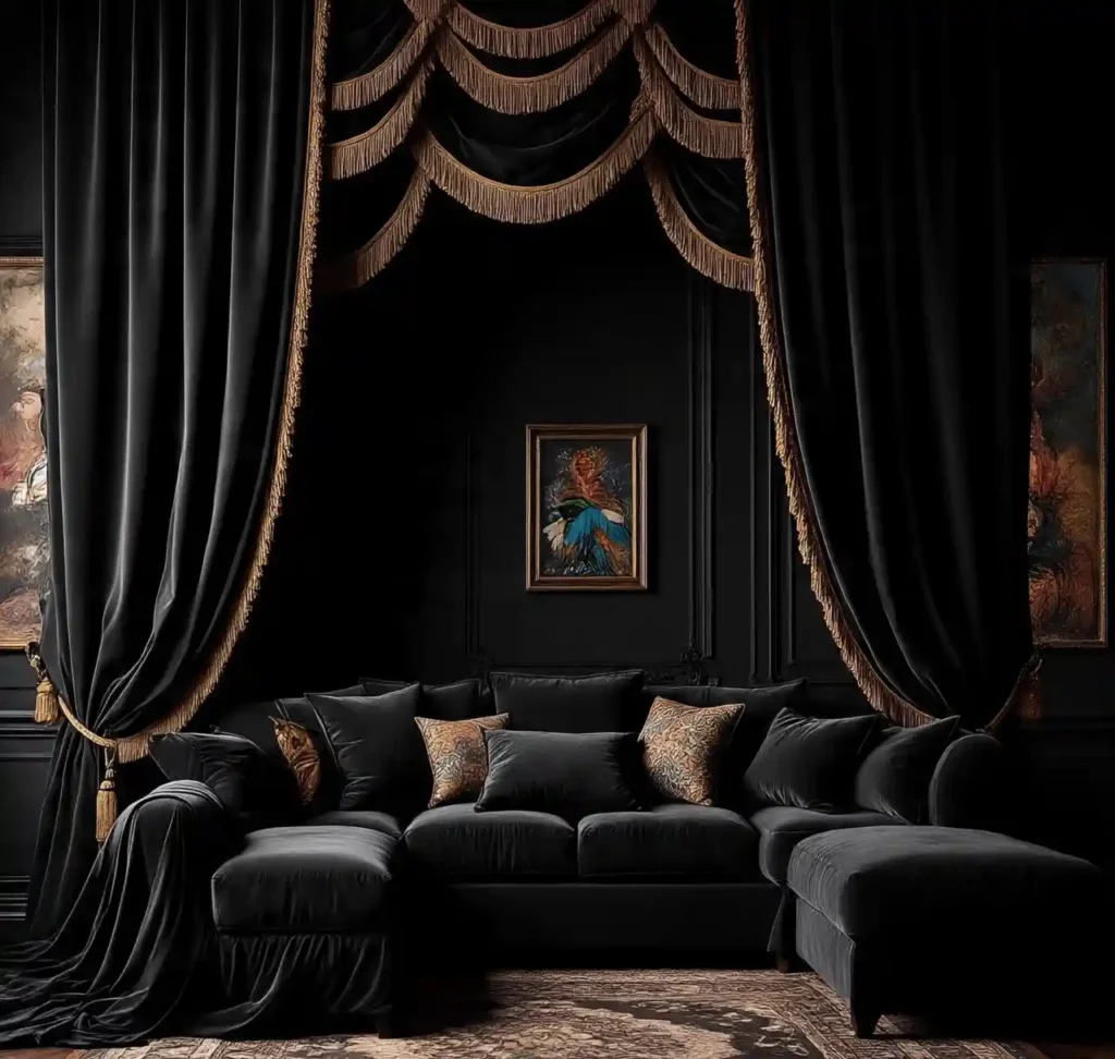 10 Black Maximalist Living Room Ideas: Bold Spaces With Dramatic Impact 10 9-Black Maximalist Living Room Idea