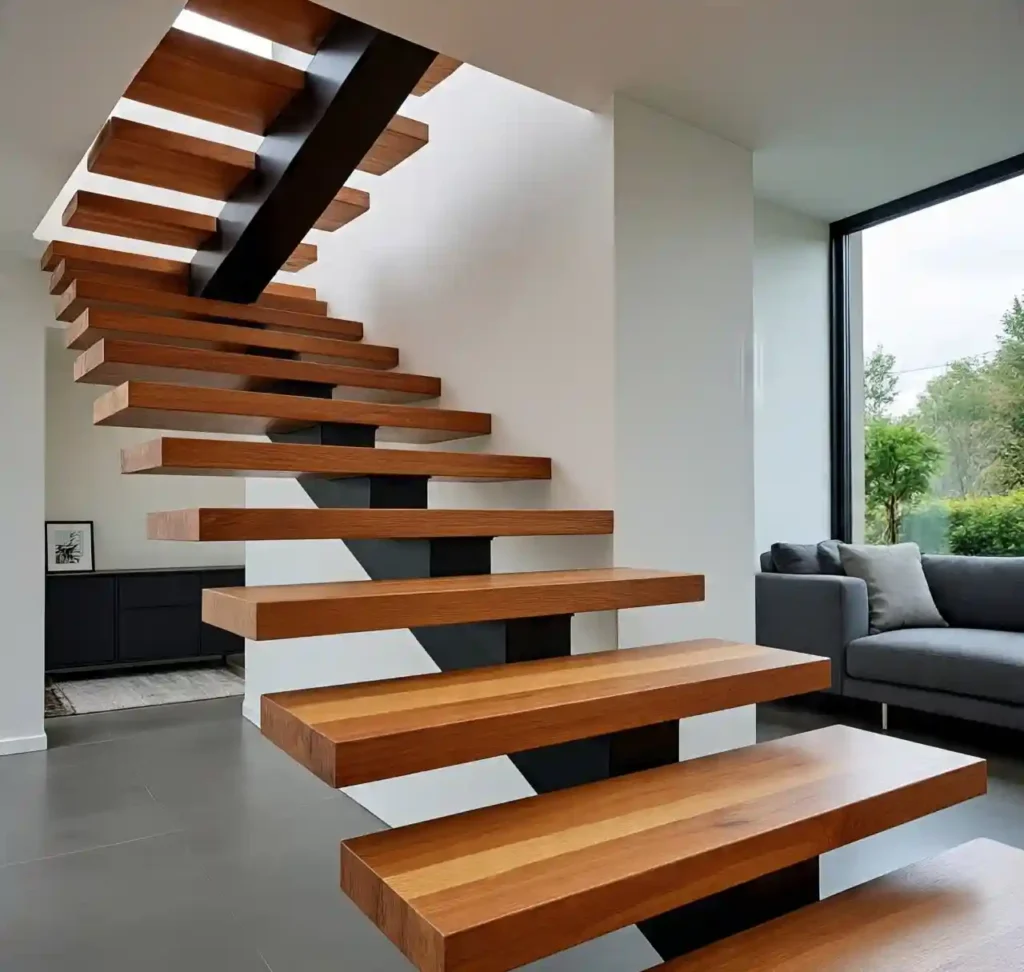 20 Stunning Wooden Floating Staircase Designs to Elevate Your Interior 10 9 Wooden Floating Staircase Design
