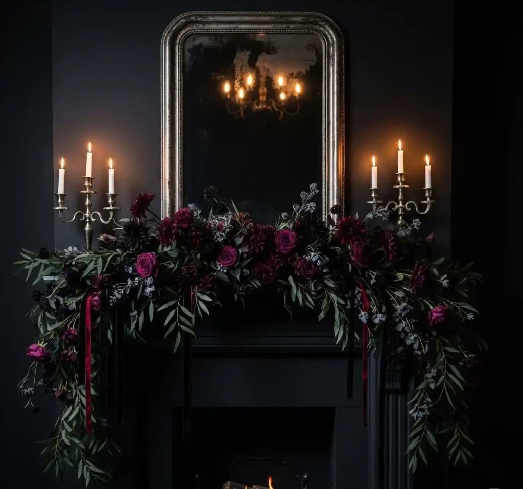 25 Spellbinding Moody Gothic Mantel Decor Ideas to Embrace Dark Elegance 11 10-Moody Gothic Mantel Decor Idea