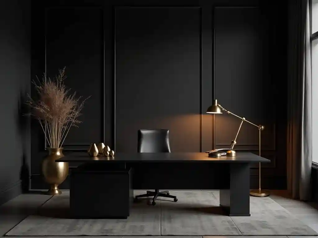 28 Dark Office Decor Ideas for a Minimalist, Functional & Stylish Workspace 13 11-Dark Office Decor Idea