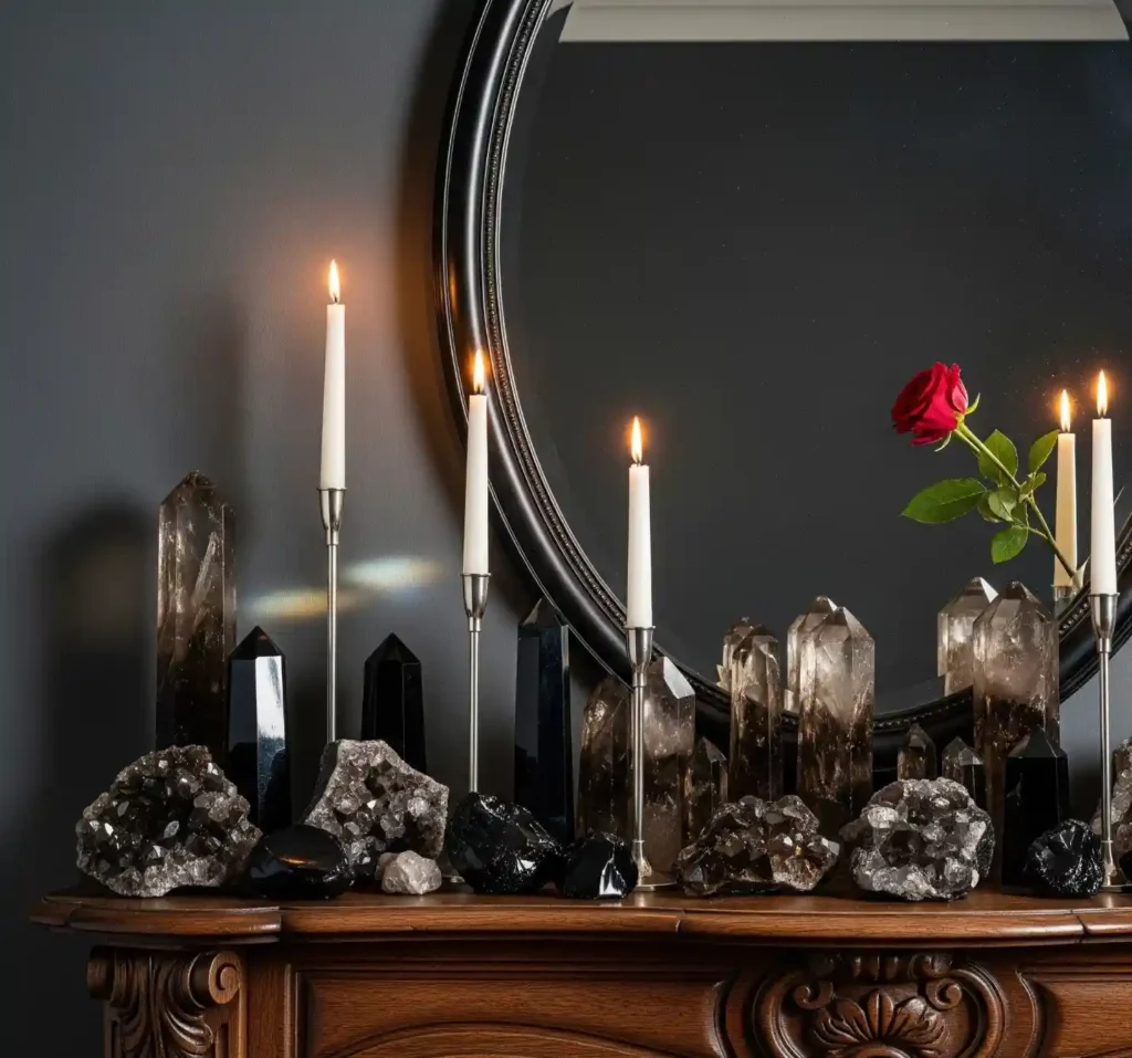 25 Spellbinding Moody Gothic Mantel Decor Ideas to Embrace Dark Elegance 12 11-Moody Gothic Mantel Decor Idea
